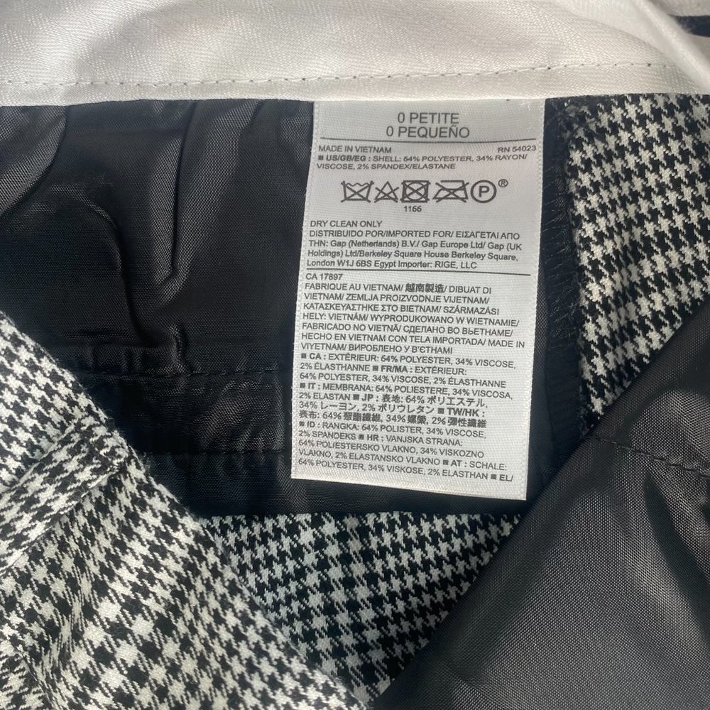 Banana Republic Plaid Houndstooth Cropped Pants Black/White - Picture 5 of 8
